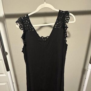 LOFT Black Lace Trim Dress